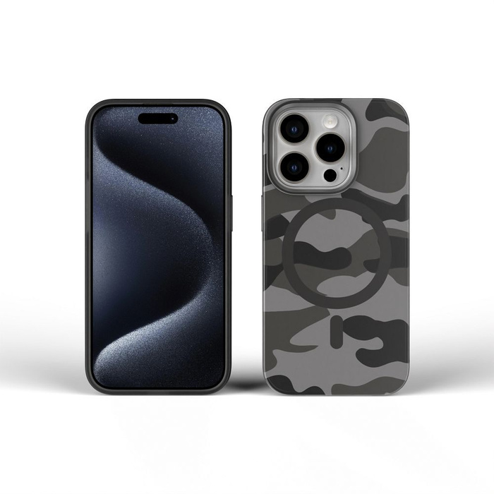 Etui na iPhone 16 Forcell F-Protect Levels Dual Layer 4D technology zgodny z MagSafe Military Drop-Test black camo