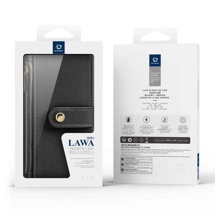 Etui skórzane Dux Ducis Lawa na iPhone 16 Pro Max - czarne