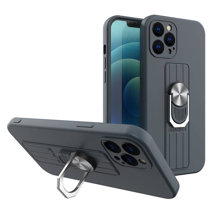 ETUI Ring Case silikonowe etui z uchwytem na palec i podstawką do Samsung Galaxy S22 niebieski CASE
