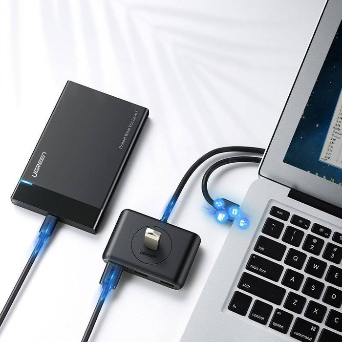 Ugreen rozdzielacz HUB 4x USB 3.0 port USB Typ C kabel 1m czarny (CR113 40850)