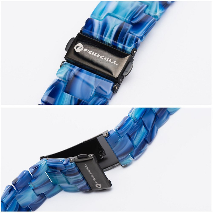 Pasek do Apple Watch Forcell F-Design FA04 zatrzask żywiczny marmurkowy 42 / 44 / 45 / 49 mm niebieski