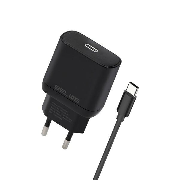 Beline Ład. siec. 1x USB-C 25W + kabelUSB-C czarna /black PD 3.0  BLNCB25C GaN