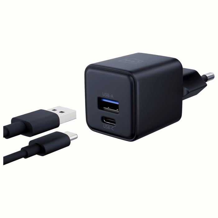 Ładowarka sieciowa 3MK Hyper GaN Charger 20W 1xUSB-A 1XUSB-C PD QC4+ czarny