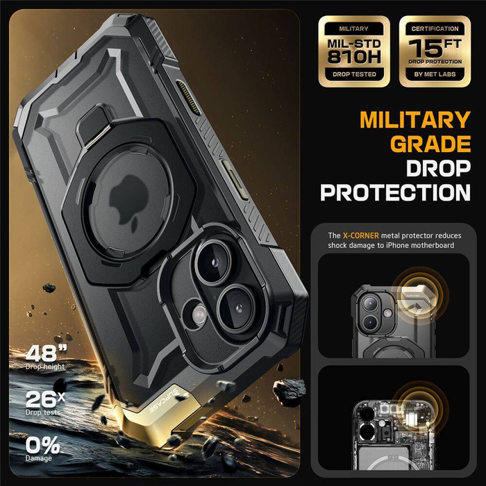 ETUI SUPCASE UB GRIP MAG MAGSAFE IPHONE 16 BLACK