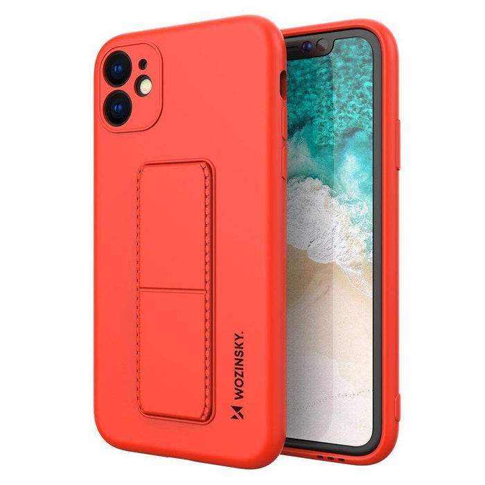 Wozinsky Kickstand Case elastyczne silikonowe etui z podstawką iPhone 11 Pro czerwony