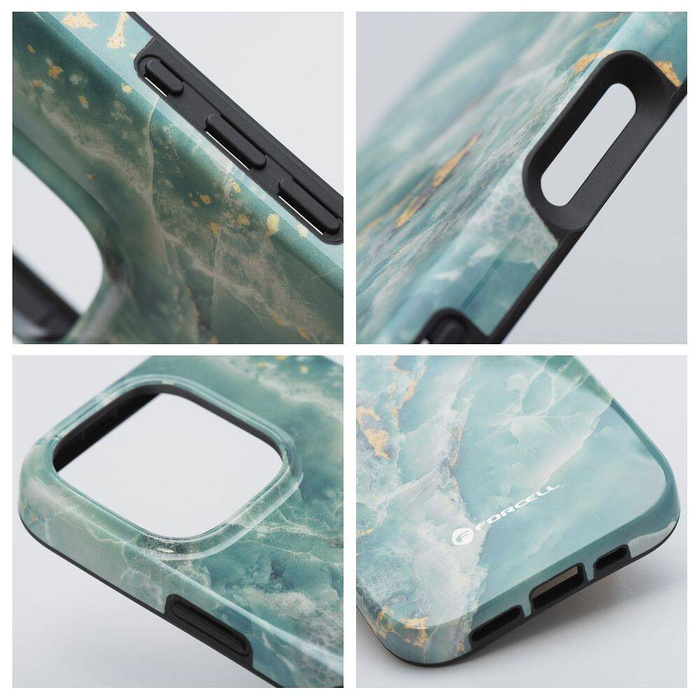 Etui na iPhone 16 PRO MAX Forcell F-Protect Mirage zgodny z MagSafe Military Drop-Test green marble