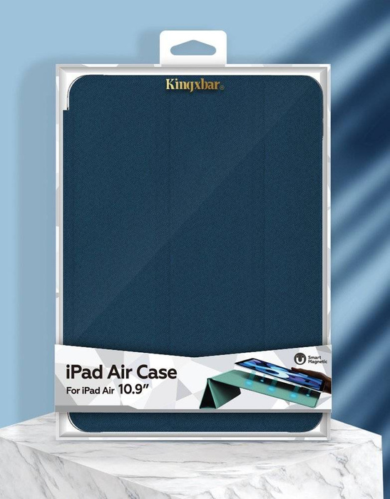 Kingxbar Business Series magnetyczne etui Smart Cover Sleep podstawka iPad Air 2020 / 2022 pomarańczowy