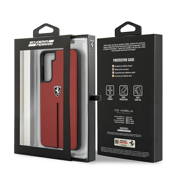 Etui FERRARI Samsung Galaxy S21 G991 Off Track Leather Nylon Stripe FEOSIHCS21SRE Czerwony Hardcase