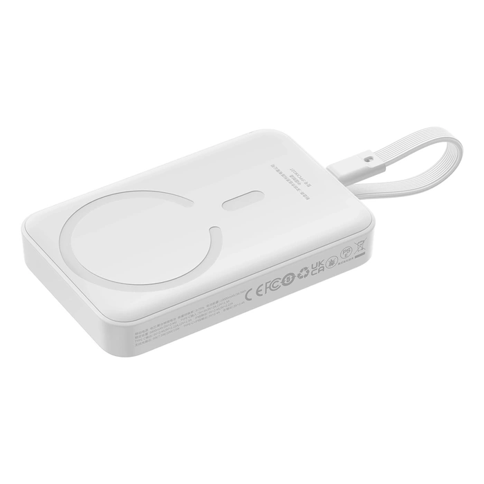 Powerbank Baseus Magnetic Mini MagSafe 10000mAh 30W z wbudowanym kablem USB-C 0.3m Biały