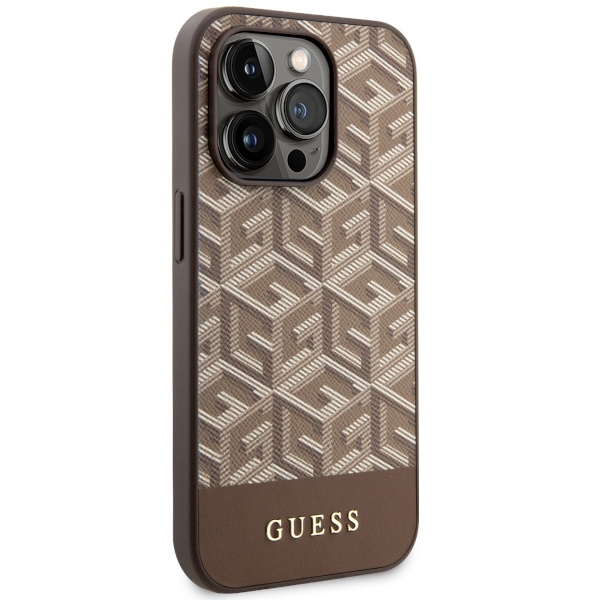 Etui Guess GUHMP14XHGCFSEW iPhone 14 Pro Max 6.7" brązowy/brown hard case GCube Stripes MagSafe Case
