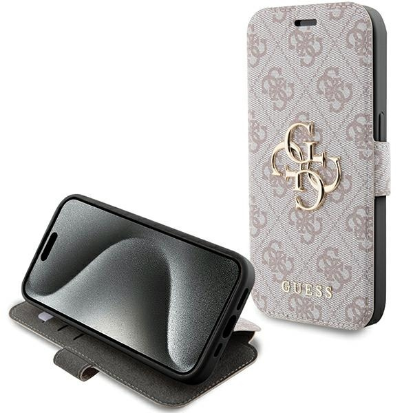 Etui Guess GUBKP15L4GMGPI iPhone 15 Pro 6.1" różowy/pink book 4G Metal Logo Case