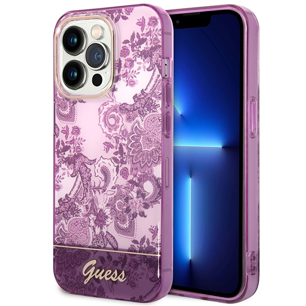 Etui GUESS Apple iPhone 14 Pro Porcelain Collection Różowy Fuksja Hardcase