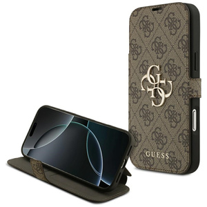 Etui Guess Book 4G Metal Logo do iPhone  17 Pro Max brązowy