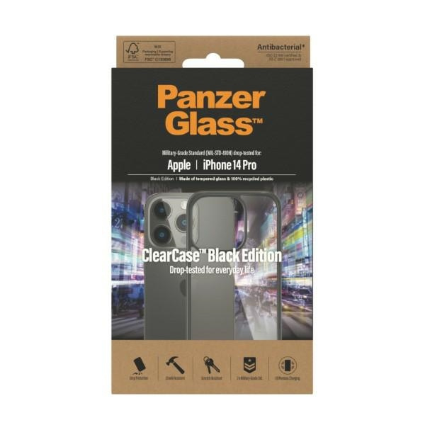 Etui PanzerGlass ClearCase iPhone 14 Pro 6.1" Antibacterial czarny/black 0406