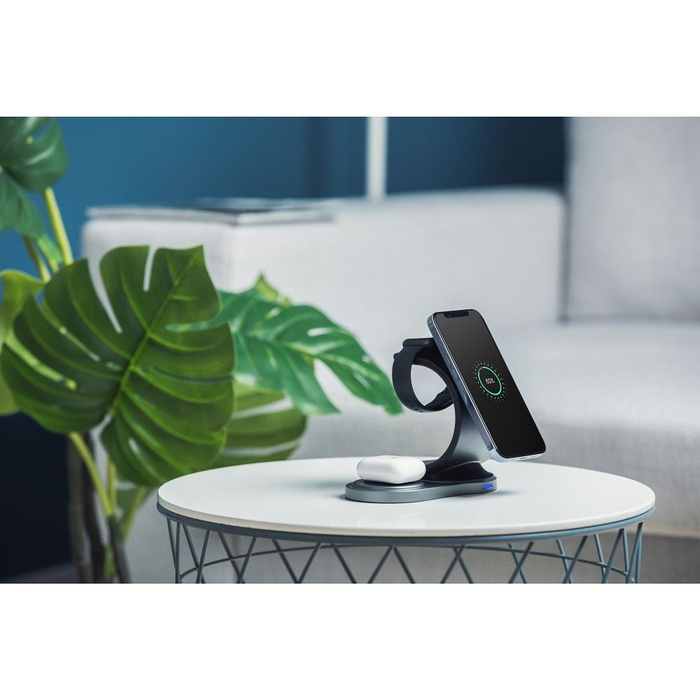 FORCELL F-ENERGY Sail Mag ładowarka indukcyjna 3w1 kompatybilna z MagSafe Qi 15W czarna