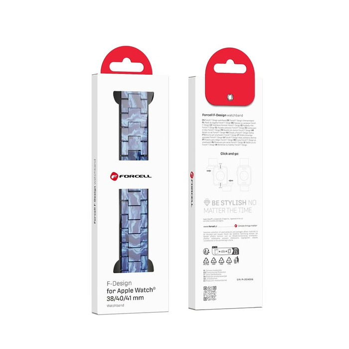 Pasek do Apple Watch Forcell F-Design FA04 zatrzask żywiczny marmurkowy 38 / 40 / 41 mm niebieski