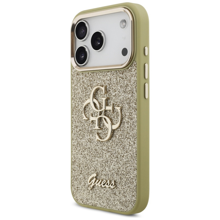 Etui Guess Fixed Glitter Big 4G Metal    Frame do iPhone 17 Pro złoty