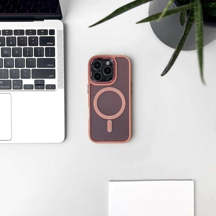 Etui Wozinsky Glitter Case z Mag Safe na Samsung Galaxy S24 FE - różowe z brokatem