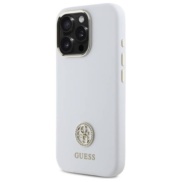 Etui Guess iPhone 16 Pro Max 6.9" biały/white hardcase Silicone Logo Strass 4G