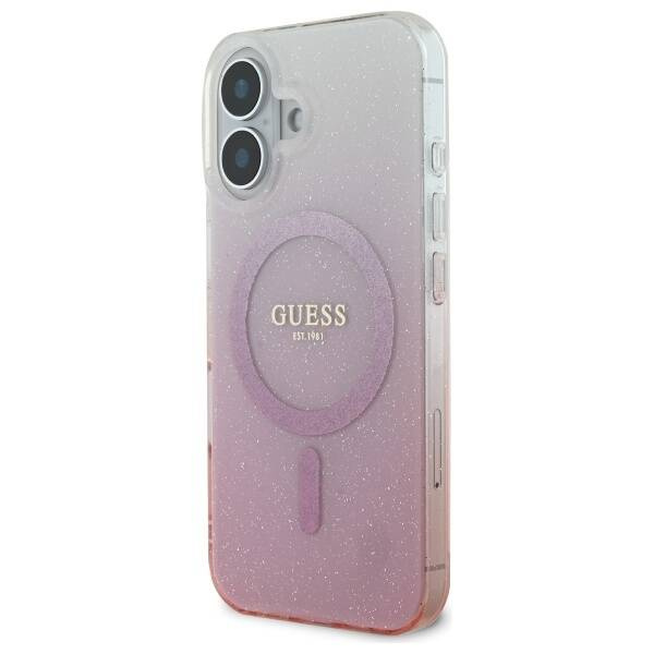 Etui Guess iPhone 16 Plus 6.7" różowy/pink hardcase IML Glitter Gradient MagSafe