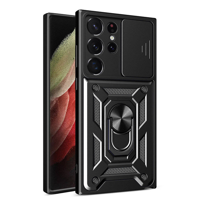 Etui Hybrid Armor Camshield Etui Do Samsung Galaxy S23 Ultra Pancerny Pokrowiec Z Osłoną Na Aparat Czarne Case Case