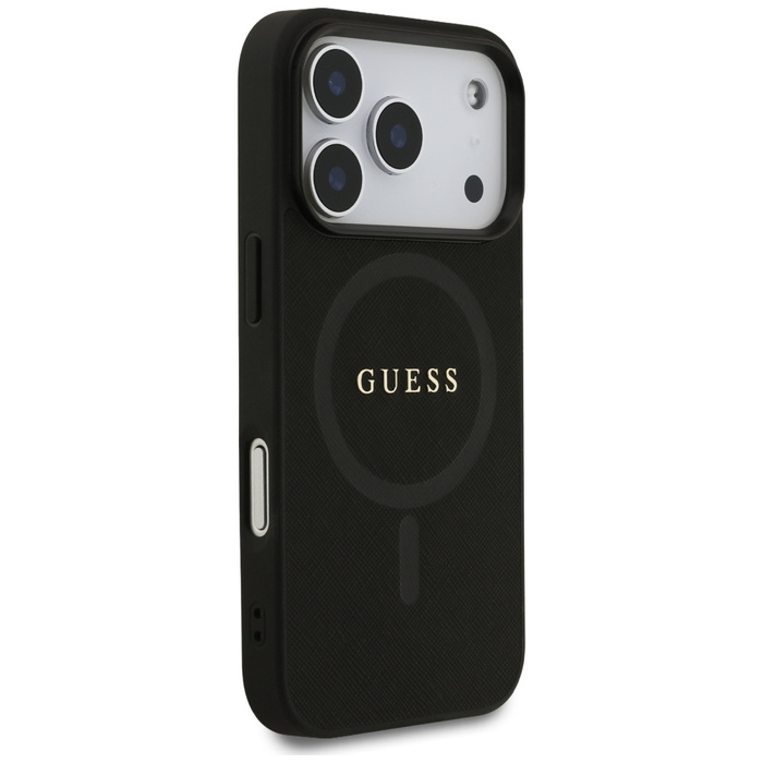 Etui Guess Saffiano Classic Logo MagSafe do iPhone 17 Pro czarny