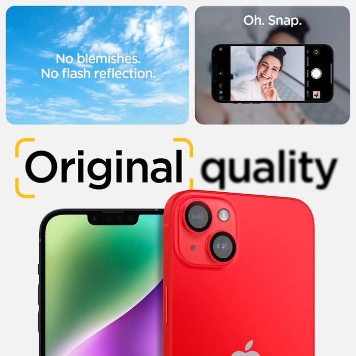 Osłona Aparatu Spigen Optik.tr ”ez Fit” Camera Protector 2-pack iPhone 15 / 15 Plus / 14 / 14 Plus Red