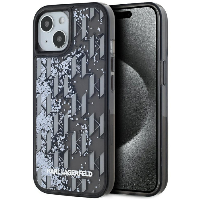 Etui Karl Lagerfeld Liquide Glitter      Monogram Gradient do iPhone 15 czarny