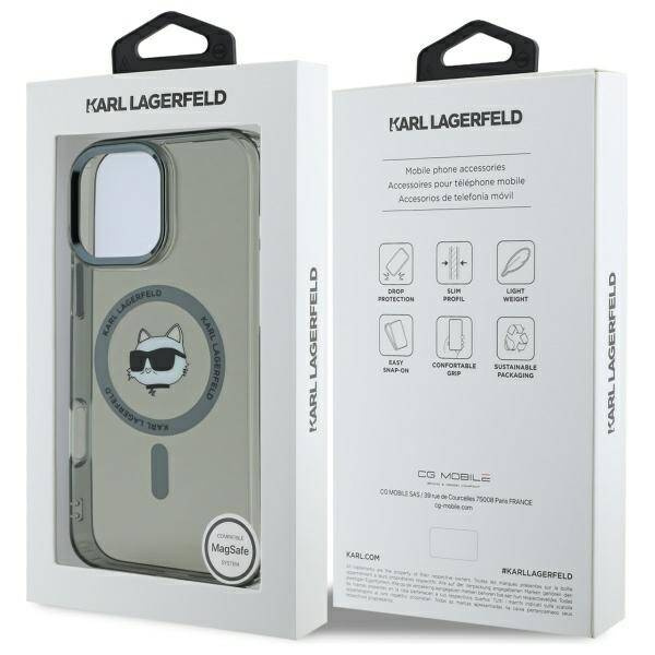 Etui Karl Lagerfeld iPhone 16 Pro Max 6.9" czarny/black hardcase IML Metal Choupette Head MagSafe