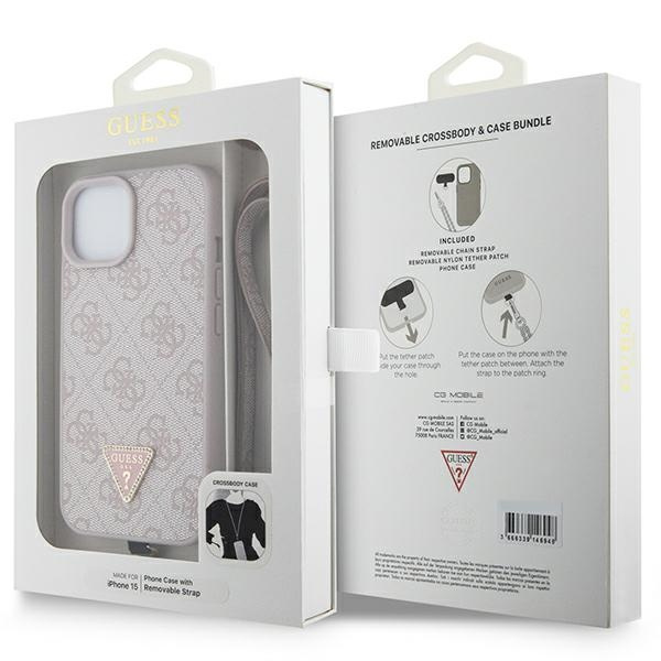 Etui Guess GUHCP15SP4TDSCPP iPhone 15 6.1" różowy/pink hardcase Crossbody 4G Metal Logo Case