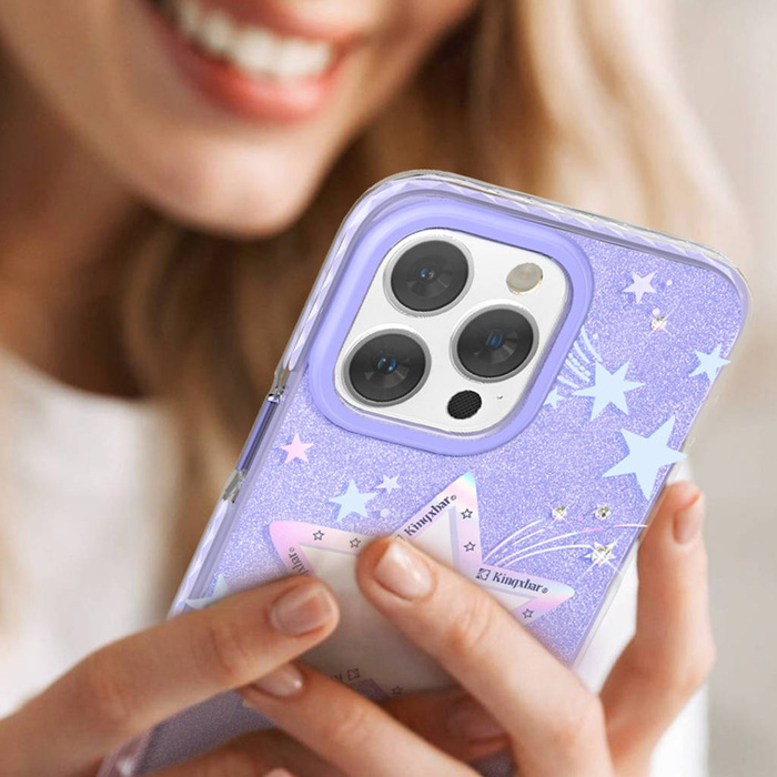 Etui Kingxbar Heart Star Series etui iPhone 14 Plus pokrowiec obudowa na tył plecki purple star Case