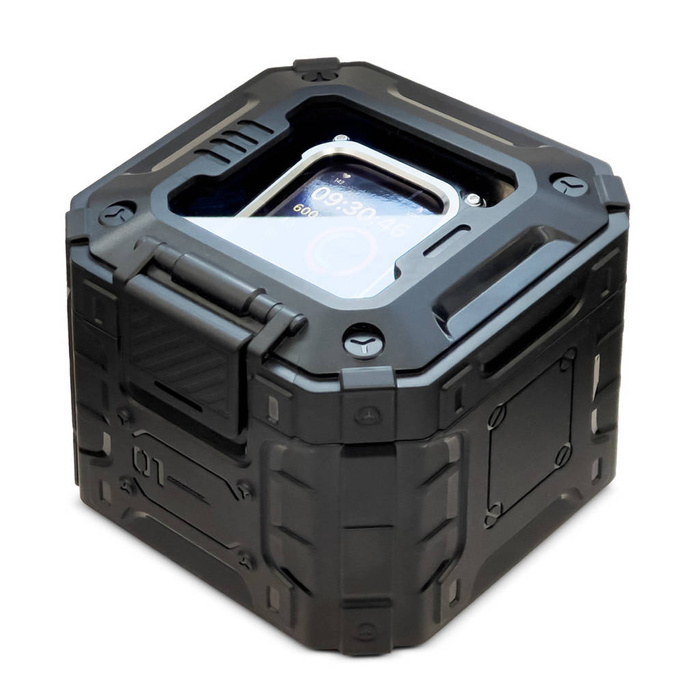 Pasek Kingxbar CYF140 2w1 pasek Apple Watch 8, 7 45  mm z wbudowanym pancernym etui ze stali nierdzewnej srebrny