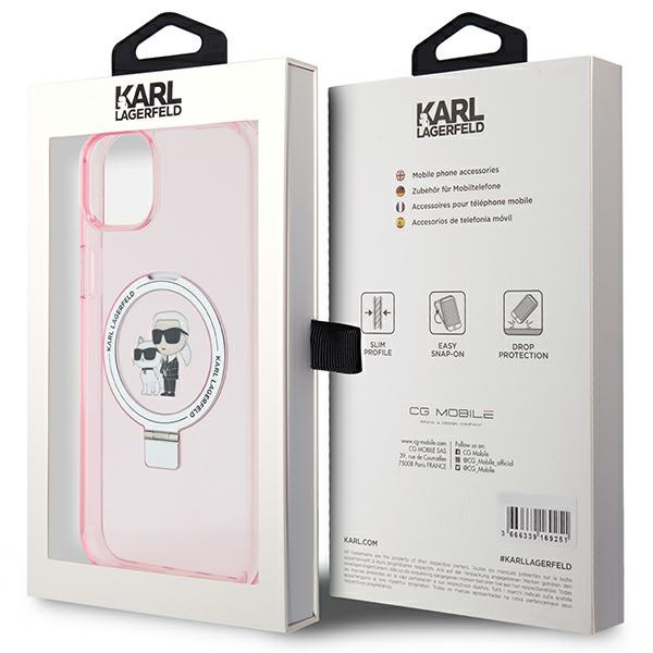 Etui Karl Lagerfeld KLHMP15SHMRSKCP iPhone 15 6.1" różowy/pink hardcase Ring Stand Karl&Choupettte MagSafe Case