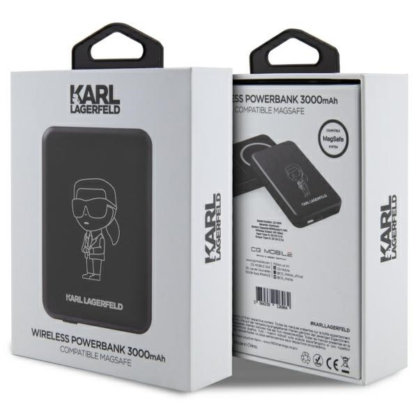 Karl Lagerfeld Powerbank indukcyjny KLPBMKIOTTGK 5W 3000mAh czarny/black Ikonik MagSafe