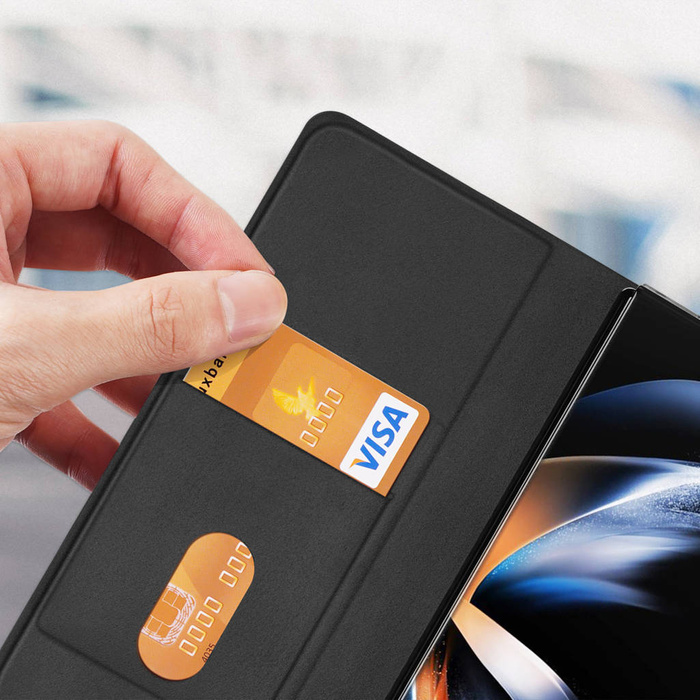 Etui Skórzane etui z klapką i portfelem do Samsung Galaxy Z Fold 5 5G Dux Ducis Bril - czarne Case