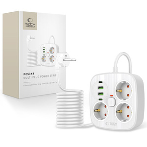 TECH-PROTECT PCS3X4 POWER STRIP 2 USB & 2 TYPE-C & 3 SOCKET 200CM WHITE