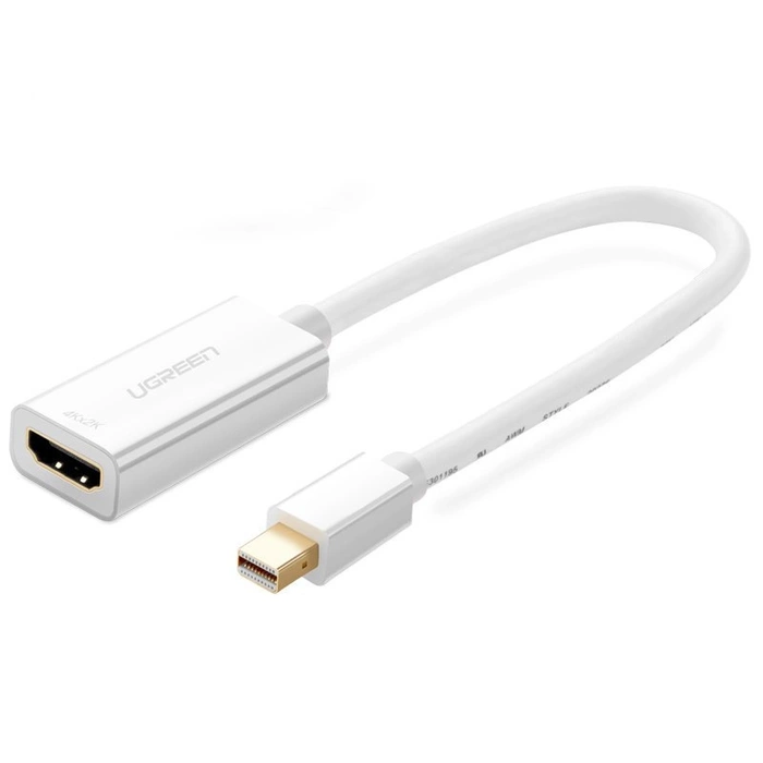 Ugreen kabel adapter przejściówka FHD (1080p) HDMI (żeński) - Mini DisplayPort (męski - Thunderbolt 2.0) biały (MD112 10460)
