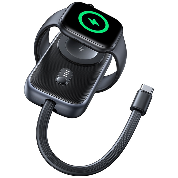 Ładowarka indukcyjna 2w1 Usams CD245 do  Apple Watch z powerbankiem 1200mAh + kabel USB-C titanium