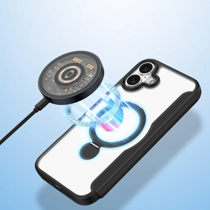 Etui Dux Ducis Skin X Pro na iPhone 16 z MagSafe, klapką i podstawką - czarne