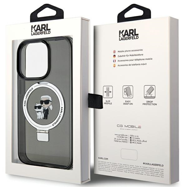 Etui Karl Lagerfeld KLHMP13LHMRSKCK iPhone 13 Pro 6.1" czarny/black hardcase Ring Stand Karl&Choupettte MagSafe Case