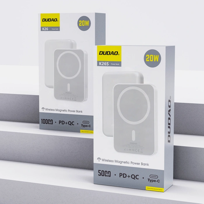 Powerbank Dudao K26S 5000mAh 20W USB-A / USB-C / MagSafe - biały