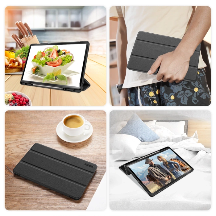 Etui z ekoskóry Dux Ducis Domo z podstawką do Samsung Tab S10+ / S9+ / S9 FE+ - czarne