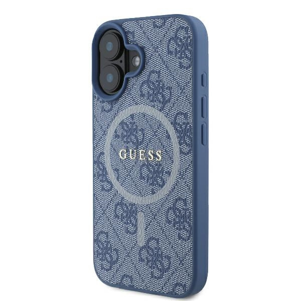 Etui Guess iPhone 16 6.1" niebieski/blue hardcase 4G Ring Classic Logo MagSafe