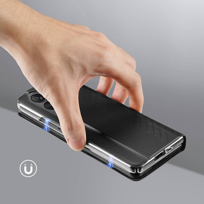 Etui Skórzane etui z klapką i portfelem do Samsung Galaxy Z Fold 5 5G Dux Ducis Bril - czarne Case
