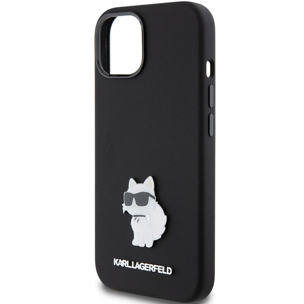 Etui Karl Lagerfeld KLHCP15MSMHCNPK iPhone 15 Plus 6.7" czarny/black Silicone Choupette Metal Pin Case