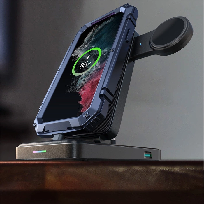 Stacja ładująca 4w1 Joyroom JR-WQS01 Samsung Galaxy USB-C składana - czarna