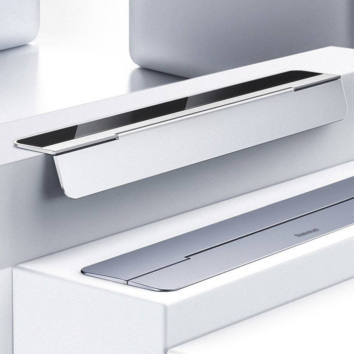Baseus samoprzylepna aluminiowa podstawka pod laptopa MacBook ultra cienka składana srebrny (SUZC-0S)