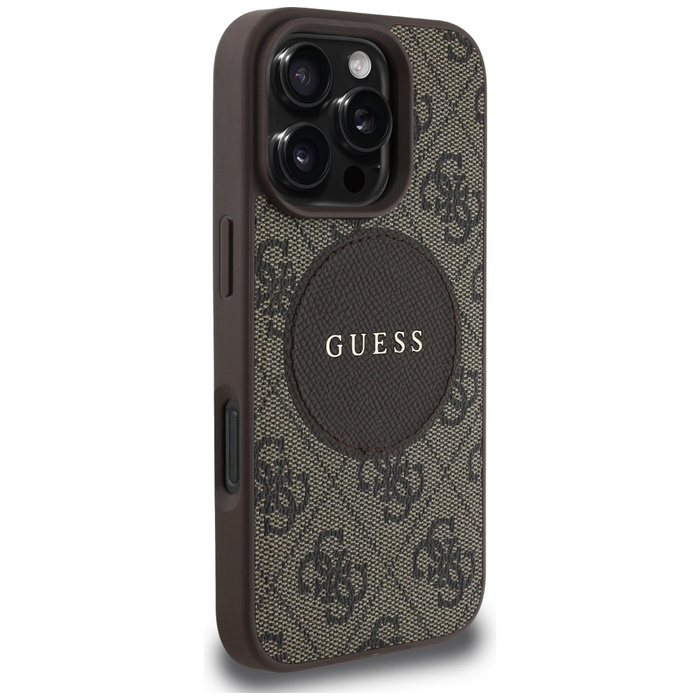 Etui Guess 4G Circle Classic Logo        MagSafe do iPhone 16 Pro Max brązowy