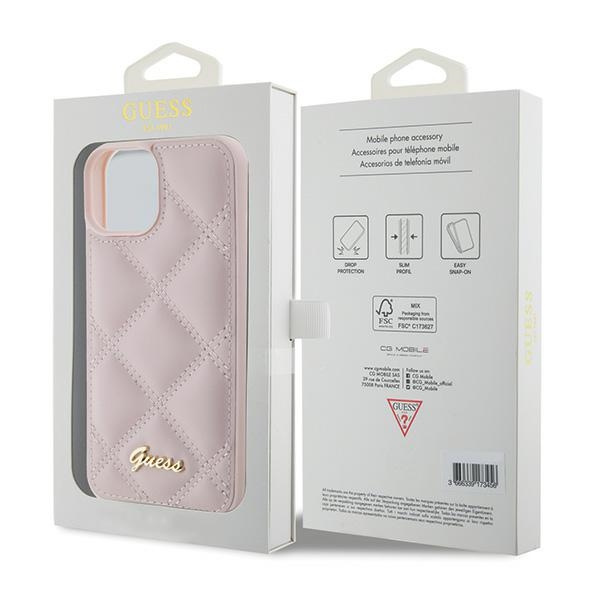 Etui Guess GUHCP15SPSQSQSP iPhone 15 6.1" różowy/pink hardcase Quilted Metal Logo Case