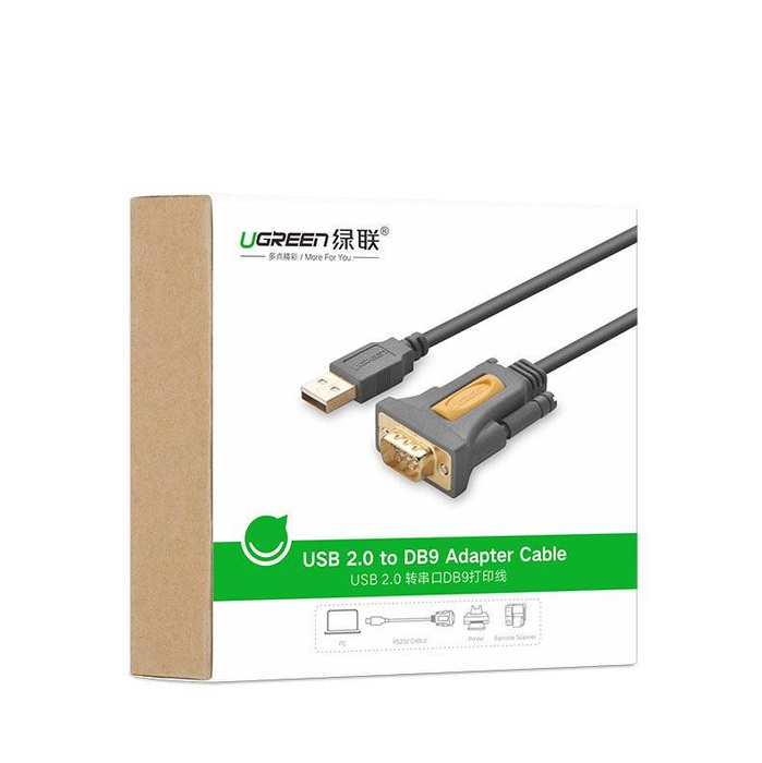 Ugreen kabel przejściówka adapter USB - RS-232 (męski) 2 m czarny (CR104 20222)